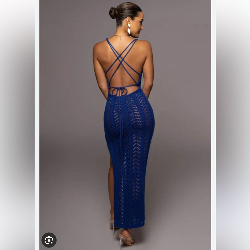 Elegant Blue Lace Dress